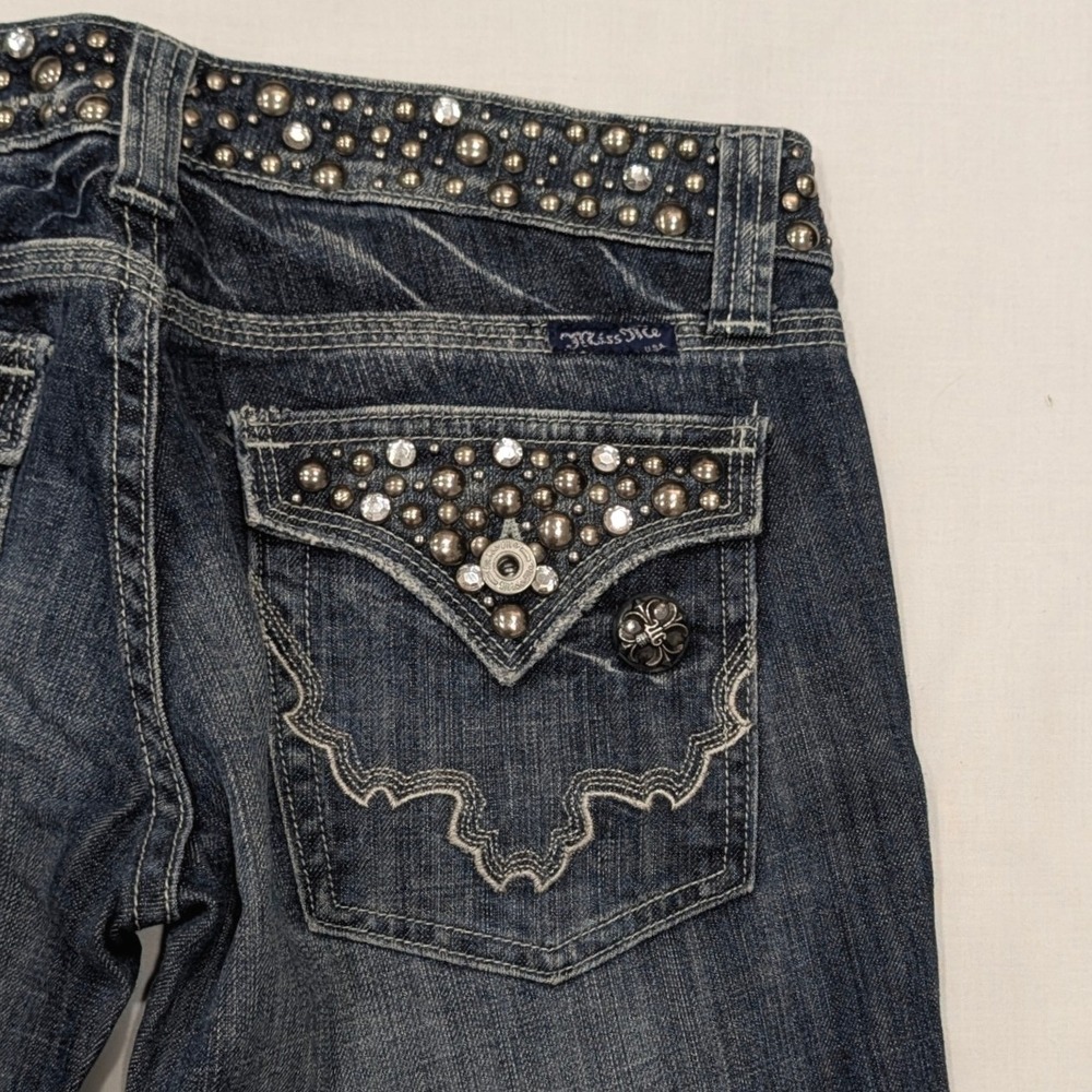 Miss Me Silverado Studded Rhinestone Bootcut Jeans JP4288S Blue Size 28